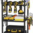 Snughome 4-Tier Tool Organizer Cart with Magnetic Tool Holder Strip, Tool Rack for Garage 300 lbs Heavy Duty Utility Rack for Workshop, Rolling Power Drill Holder & Tool Storage Cart, Gift for Men