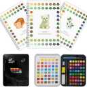 48 Colors Watercolor Paint Set for Adults with Watercolor Workbook-Create 36 Beautiful Paintings,Complete Water Colors Paint Adult Set for Beginners&Artists 3 Pack
