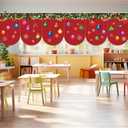 Breling 6 Pcs Christmas Kitchen Curtains Christmas Window Valance Curtain Decoration Xmas Rod Pocket Short Drapes Set for Classroom Living Room Bedroom Holiday Decor 36x24 in(Xmas Balls)