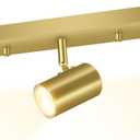 3 Light Track Lighting Kit, Gold 3 Way Modern Plug in Ceiling Spotlight, Industrial LED Wall Light for Kitchen Cabinet Gallery Bar Hallway Living Room, Rocker Switch,15 Foot Cord(No Bulb)