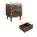 Kiasthome Wood Nightstand with 2 Drawers - Stylish Bedside Table for Bedroom, Functional End Table with Textured Front
