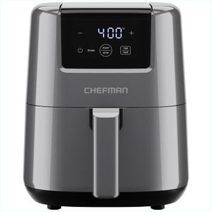 CHEFMAN 2 Qt Mini Air Fryer  Digital Space-Saving Compact Air Fryer with Nonstick and Dishwasher Safe Basket, Quick & Easy Meals in Minutes, Features Digital Timer and Shake Reminder  Grey