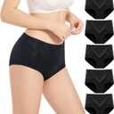 youlehe Women's Cotton Underwear Briefs High Waist Full Coverage Soft Breathable Panties (Black, XXXL)