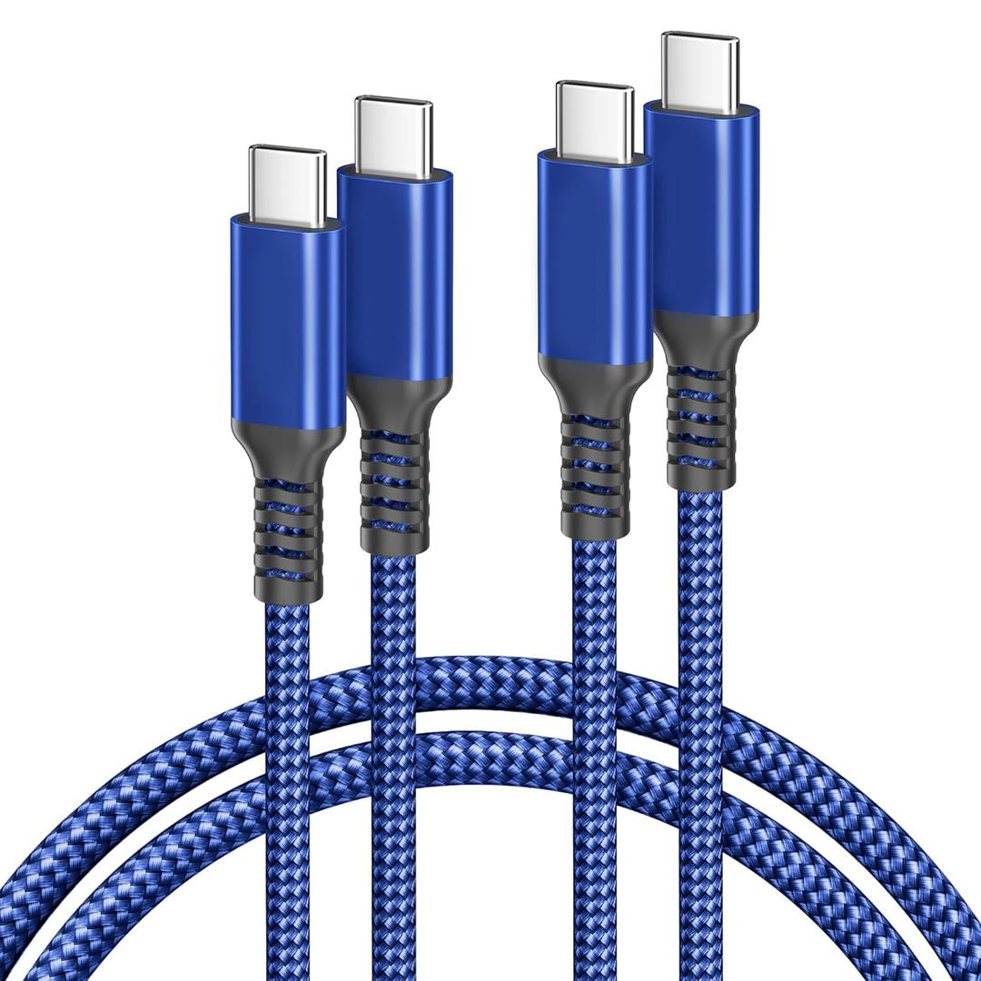 Basesailor USB Type C to C 100W Cable 10ft/2Pack,Power Delivery Fast Charging PD Charger Cord for MacBook Mac Pro,iPad Air 5 4th 5th Mini 6 6th Generation,Samsung Galaxy Note 20 S23 S21 S22 22 Tab S9 (Blue)