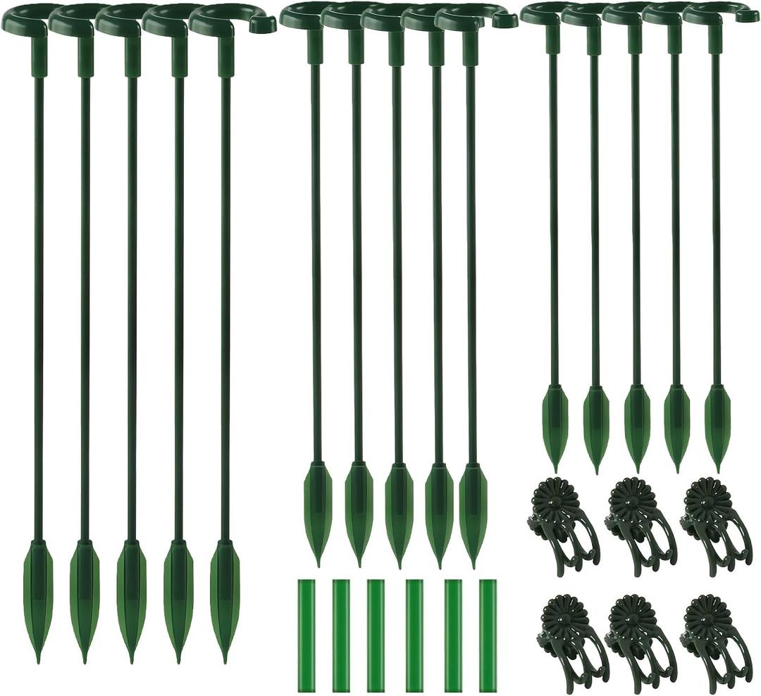 2 x Plant Support Stakes for Indoor - 15pcs Garden Sticks with 3 Adjustable Heights for Monstera/Orchid/Pepper/Flower, Plants Holder Pole with 6 Clips