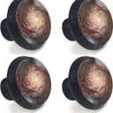 4 Pack Red Universe Galaxy Cabinet Knobs for Kitchen Bathroom | Space Theme Drawer Pulls Round Black Dresser Handles Hardware for Desk Cupboard Wardrobe Closet Vanity Door Decor