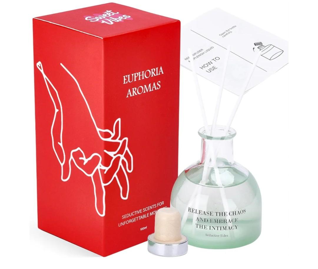 Sweet Vibrations Reed Diffusers for Home - Sensual Aroma Diffuser - Stylish Design for Decoration & Premium Home Fragrances - Long-Lasting Scents - Bathroom Diffuser - Green