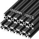 10 pcs 1000 mm 2020 Aluminum Extrusion European Standard Anodized Linear Rail Industrial Aluminum Profiles for 3D Printer Parts and CNC DIY CNC Workbench (Black, T Style)