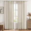 MIULEE Faux Linen Curtains 84 Inch Length 2 Panels Natural Cream Semi Sheer Curtain with Back Tab Rod Pocket, Light Filtering Window Privacy Burlap Drapes for Living Room Bedroom 42W x 84L