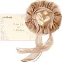 YANIBEST Breathable Soft Silk Bonnet for Sleeping, Breeze Satin Bonnet with Tie Band Hair Wrap Less Frizz Natural Curly Hair (Champagne)