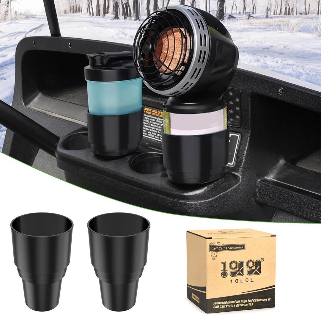 10L0L 2 Pack Golf Cart Cup Holder, Dash Adapter for Portable Propane Heater Cylinder, Universal Replacement Drink Holder for Yamaha EZGO Club Car