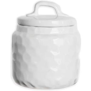 Multipurpose Storage Matching Lid, White 6 Inches Ceramic Canister Jar
