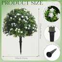 Yunlly 6 Pcs Artificial Flowers Fake Boxwood Topiary Ball Tree 27 Inch Outdoor Faux Bush Balls, Realistic UV Resistance Fake Shrub Plant with Spike for Garden Porch Patio Indoor Decor (White) (Null)