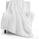 Bedsure Fluffy White Throw Blanket Gifts for Women, Men, Soft Fleece Cozy Fuzzy Sherpa Plush Warm Minky Thick Faux Fur Throws for Couch, Bed, White Decor House Blanket Gifts for Mom Dad, 50x60 inch