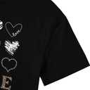 Valentine Day Shirt Women Leopard Love Heart Print T-Shirt Teachers Valentines Short Sleeve Tee Tops (Medium, Black)