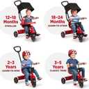 Radio Flyer 4-in-1 Pedal & Push Stroll 'N Trike, Ages 1-5, Toddler Tricycle & Stroller, High-Density Foam Tires, Parent Push Handle, UV Canopy, Removable Tray, Headrest & Seatbelt, Stroller Tricycle