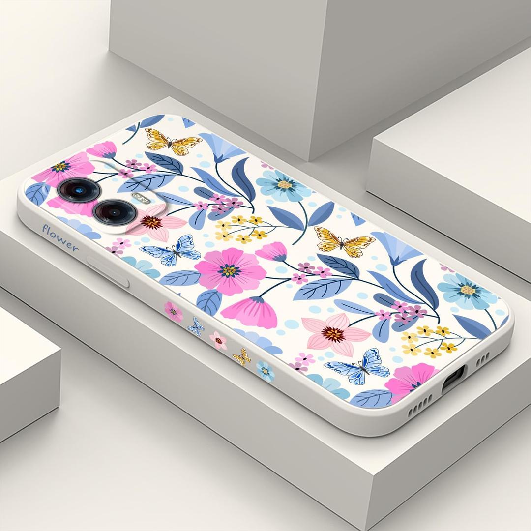for Motorola Moto G 5G 2023 Case, Flower Pattern Slim Case Soft Silicone Protective for Moto G 5G 2023 Phone Cover, Flower Rice White