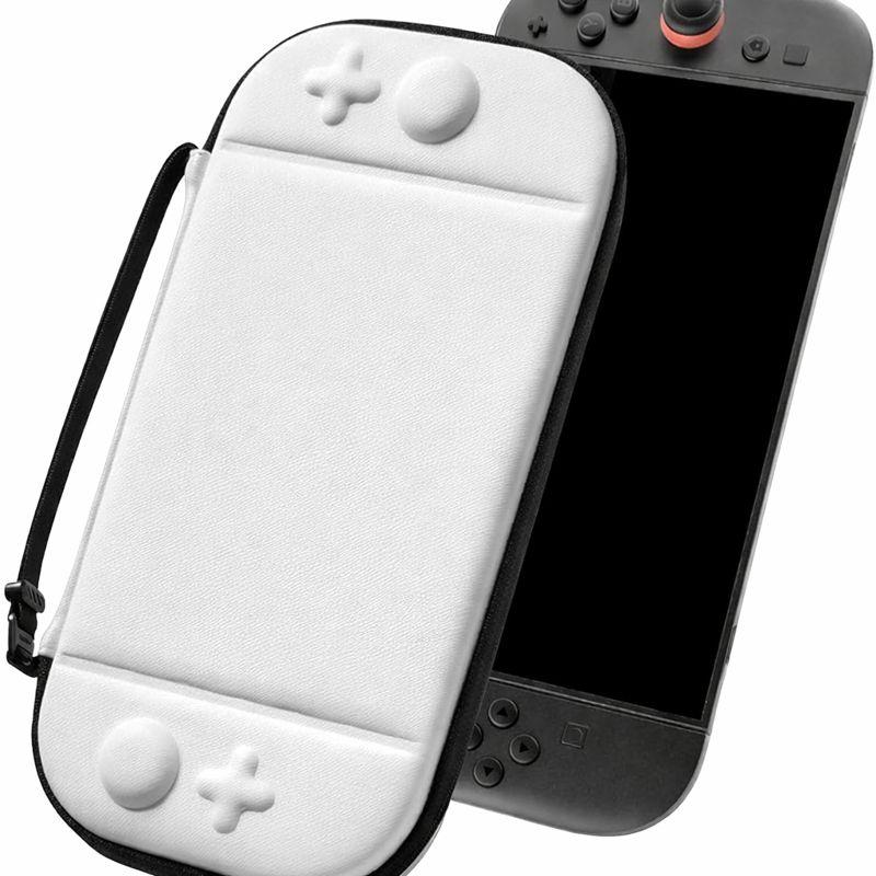 Slim Carrying Case for Nintendo Switch/OLED Model, Protective Switch Sleeve with 10 Game Cartridges, Hard Portable Travel Carry Case, with Original Patent and Military Grade Protection, White