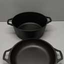 Bruntmor 2-in-1 Enamel Cast Iron Dutch Oven With Handles - Crock Pot Blue Cast Iron pot with Skillet lid - All-in-One Cookware Braising Pan for Casserole Dish - 7 Quart, Black