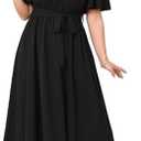 SCOMCHIC Women Plus Size Maxi Dress Off The Shoulder Bridesmaid Formal Wedding Guest Belted Flowy A Line Long Dresses 2XL