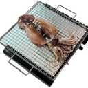 Reusable BBQ Grill Plate Net for Gas Stove, Flame-Grilled Flavor, Chrome, Non-Stick, Detachable Mesh, Easy to Clean, Portable, Outdoor Camping, 11" x 11", Two Handles