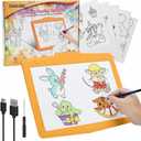 IMAGE A4 LED Tracing Pad for Kids, Rechargeable Light Up Drawing Tablet Board Children Portable Art Christmas Gift for Boys Girls Ages 6+(with 10 Traceable Sheets), Durable & Fun Creative Toy(Orange)
