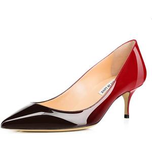 JOY IN LOVE Women's Shoes Low Heels Pointy Toe Kitten Heel Daily Pumps Red Black (6 US)