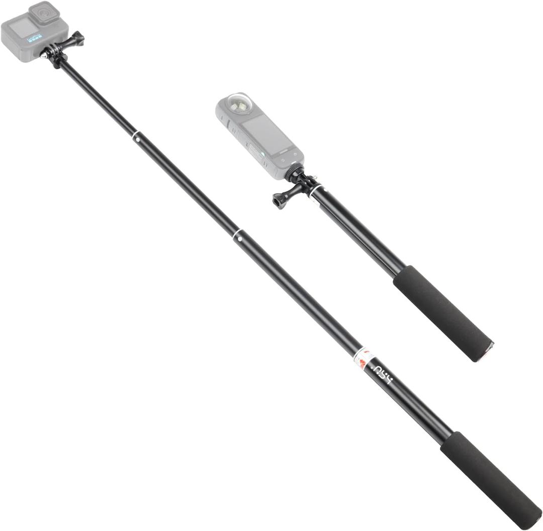 HSU Extendable Selfie Stick for Action Camera, Waterproof Hand Grip for GoPro Hero 13/12/11/10/9/8/7, Handheld Monopod 11.8" to 36.2" for Cell Phones AKASO Insta360 X4 X3 and Other Action Cameras