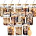 Zhehao 12 Pack Friendship Gifts for Women Friends Glass Cups Bulk Friendsmas Gifts 16oz Iced Coffee Glasses with Bamboo Lids and Straws for Sisterhood Christmas Holiday Birthday Party Favors