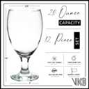 Vikko Classic Goblet Party Glasses, 20 Ounce Iced Tea and Water Goblets, Set of 12, Dishwasher Safe Durable Glassware