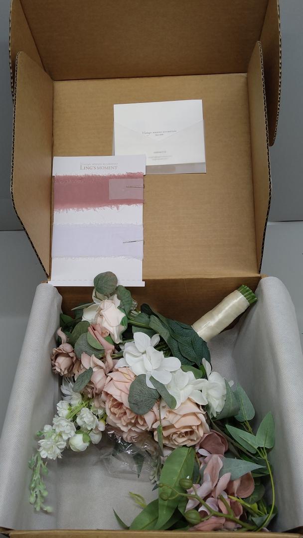 Ling's moment Dusty Rose Bridal Bouquet Cascading, Pink Wedding Bouquets for Bride, 15 Inch Bride Bouquet Orchids Artificial Wedding Flower Bouquet