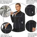 LAZAWG Women Sauna Long Sleeve Sweat Jacket with Zipper Sauna Top for Gym Running Fitness Exercise (Large)