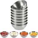 8 Pack 3.5 Inch Stainless Steel Sauce Dishes, Mini Round Dipping Bowls for Seasoning, Sushi, Appetizer Plates & Snack Bowls Serving, 5 fl oz Capacity