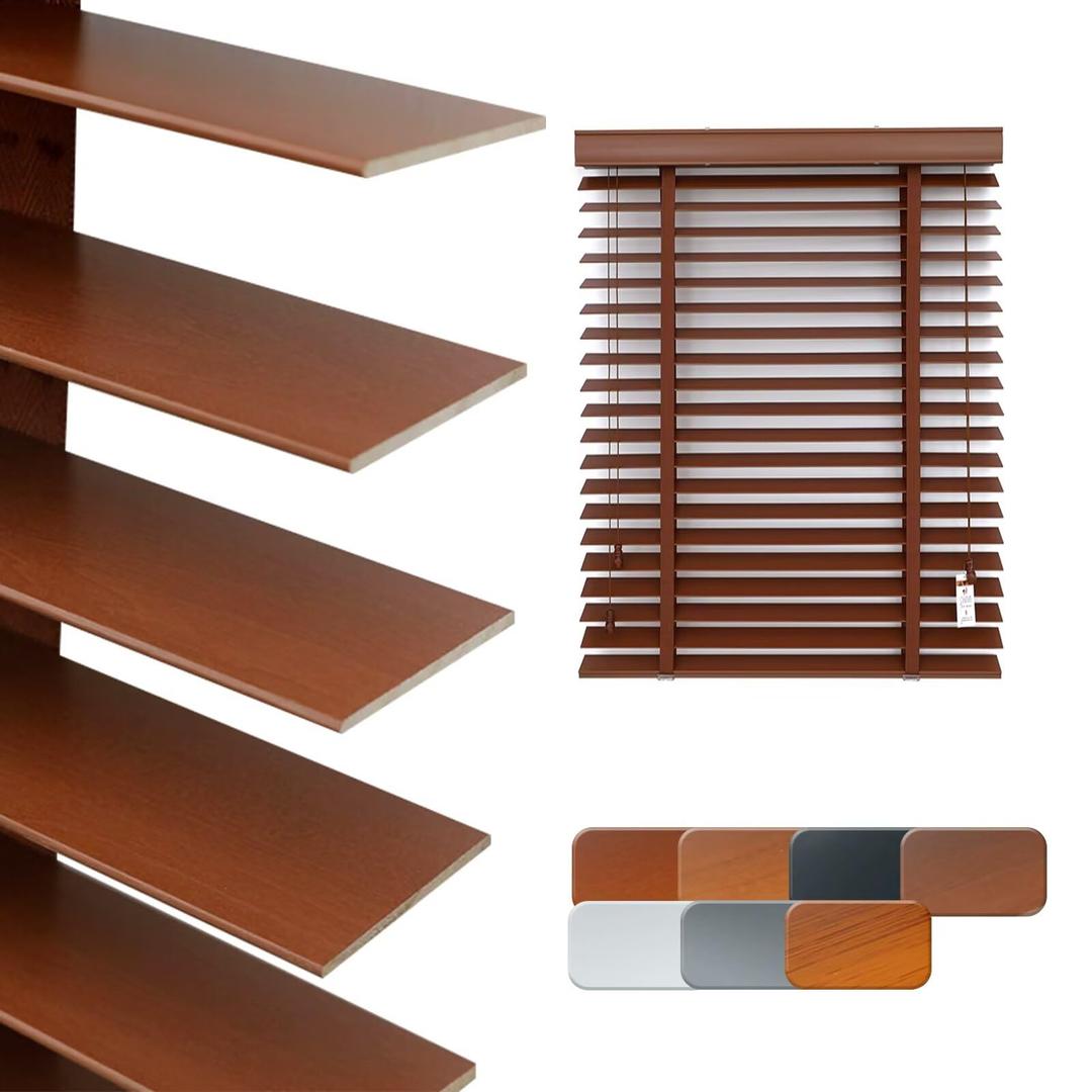 Wood Blinds for Indoor Windows, 2" Slats Solid Wood Blackout Blinds