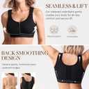 BRABIC Zip Front Closure Everyday Bra for Women Post Surgery Compression Support with Adjustable Straps Wirefree (Black, M)