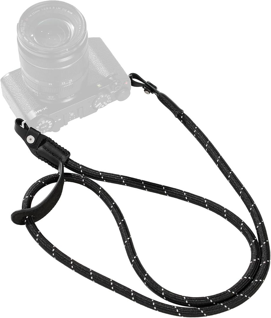 SMALLRIG Rope Camera Neck Shoulder Strap, Adjustable Braided Shoulder Strap with O-Ring and Leather Pad