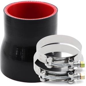 2-1/2 to 3 inches Straight Black Silicone Reducer Coupler with 2 T-Bolt Clamps 4 Layers of Polyester Reinforcement Suitable High Level Turbo Pipe 2-1/2 to 3 inches Straight Black Silicone Reducer Coupler with 2 T-Bolt Clamps 4 Layers of Polyester Reinforcement Suitable High Level Turbo Pipe