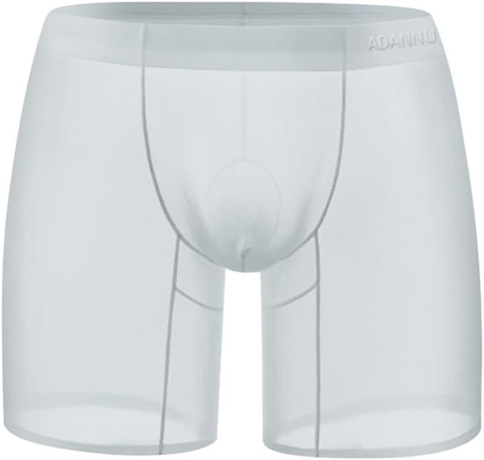 Gogobear Men's Sheer Ice Silk Boxer Briefs Sexy Super Thin Seamless Trunk Underwear Bulge Pouch Panties (S)