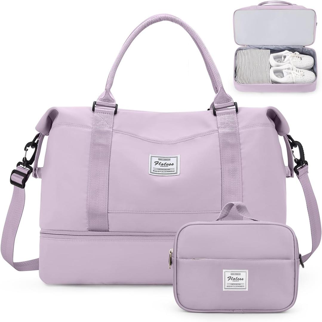 Weekender Bags for Women,Overnight Travel Duffel Bag with Shoes Compartment& Toiletry Bag,Extra Large(Purple) Weekender Bags for Women,Overnight Travel Duffel Bag with Shoes Compartment& Toiletry Bag,Extra Large(Purple)