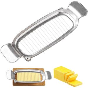 Butter & Cheese Slicer Cutter, Stainless Steel Wire Cheese Slicer, Safe for Food Contact, Multipurpose Handheld Butter Cutter for Block Cheese, Butter, Soft Fruits, and Dishwasher Safe (Silver Gray)
