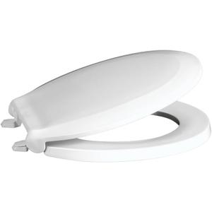 Centoco Toilet Seat Round, Closed Front with Cover, Heavy Duty Commercial, Stainless Steel Hinge, Plastic, Made in the USA, 440STS-001, White