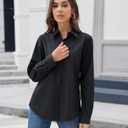 siliteelon Button Down Shirts for Women Floral Printed Long Sleeve Cotton Shirt Work Office Bluose Business Casual Top (Black, XS)