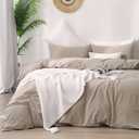 ATsense Duvet Cover Oversized King Size, 100% Washed Cotton, Linen Feel, Tannish Linen Grey Comforter Cover, 3 Pieces Bedding Set, Soft and Breathable, Premium Luxury Hotel Style, Farmhouse Style
