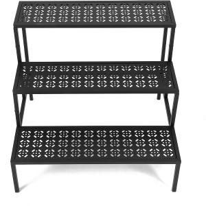3-Tier Metal Plant Stand Indoor - Tiered Outdoor Plant Holder for Flower Pot Display, Garden ladder Shelf Flower Step (Straight)
