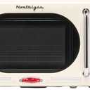 Nostalgia Retro Compact Countertop Microwave Oven - 0.7 Cu. Ft. - 700-Watts with LED Digital Display - Child Lock - Easy Clean Interior - Ivory (Door does not close)