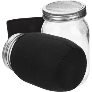 Sprouting Kit with Blackout Sleeves Wide Mouth Mason Jars Stainless Steel Sprout Lids for Indoor Growing of Broccoli Mung Beans and More