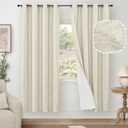 Blackout Living Room Curtains 72 Inch Long 2 Panels, Textured Linen Black-Out Curtains for Bedroom Light Blocking, Bronze Grommet Thermal Insulated Window Drapery, Each 52" Wide, Natural