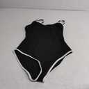 BMJL Women's One Piece Swimsuit Sports Adjustable Strap Bathing Suit Color Block Ribbed High Cut Swimsuits (Large, Black)