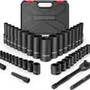 Eastvolt 46 Pieces Drive Socket Ratchet Wrench Set, Mechanic Tool Kits with 72 Teeth Reversible Ratchet, Extension Bar Set and Storage Case, Metric/SAE