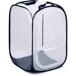 RESTCLOUD 36" Large Monarch Butterfly Habitat, Giant Collapsible Insect Mesh Cage Terrarium Pop-up 24 x 24 x 36 Inches (White with Black)
